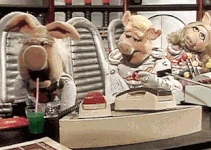 Dr. Julius Strangepork drinks Piggy's beverage in The Muppet Show episode 314