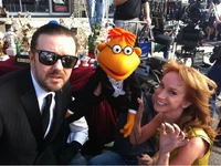 On the set of The Muppets with Ricky Gervais...