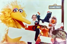 SS74Calendar-Caroly.jpg (1.49 MB) Wilcox working on the photo shoot for the cover of The Sesame Street 1974 Activity Calendar