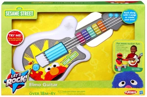 "Let's Rock! Elmo Guitar" Plays 3 songs; when Let's Rock Elmo is nearby, Elmo sings along with the "Elmo's World" song.