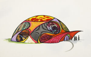 Jim Henson's artwork for the nightclub exterior.