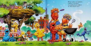 Everyone gathers for a picnic at Nani Bird's tree in What Makes You Giggle?