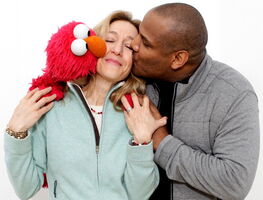 Constance Marks & ElmoBeing Elmo publicity photo