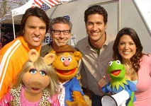 The team with the Muppets during the filming of the 2005 appearance