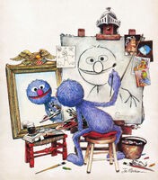 Fat Blue Rembrandt self portrait within the Grover self portrait