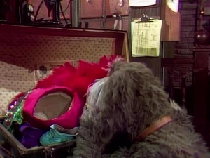  rummages for a costume for a party.