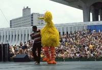 Big Bird and Northern Calloway celebrate their addition to the museum.