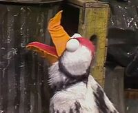 Woodrow with a bent version of his beak.