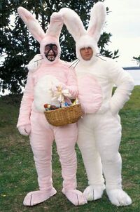 Harvey and John Crichton as Easter Bunnies in the Farscape episode "Bad Timing"