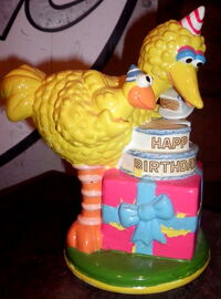 Big Bird and Little Bird with a birthday cake 1983