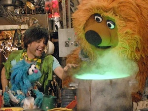 Nils (in costume) with Feli Filu and Samson