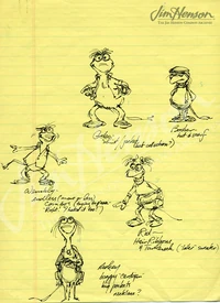 FR-art-47.113.jpg (91 KB) The Fraggle Five, early pen sketch on notepad, 1981