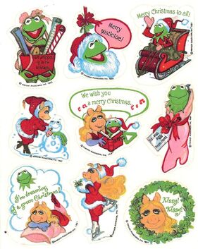 Kermit and Miss Piggy Christmas stickers, 1981