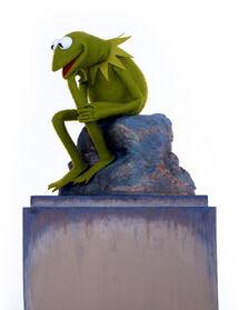 Kermit as Rodin's "The Thinker"