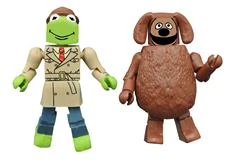Reporter Kermit and Rowlf the Dog with microphone