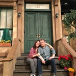 Meredith Salenger and Patton Oswalt on the set