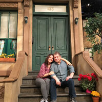 Oswalt and Salenger on the set.
