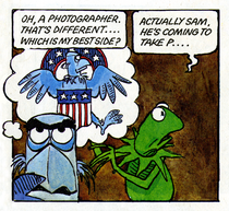Sam imagining himself being photographed in The Comic Muppet Book.