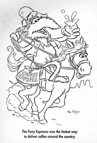 Nigel the Director riding the Pony Express