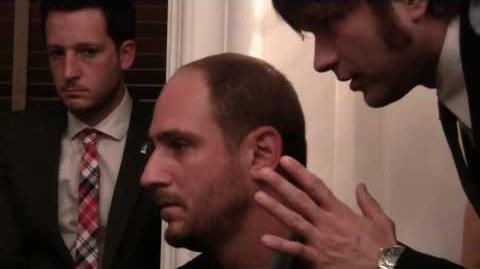 Staring contest: Dan Konopka vs. Animal at the Webby Awards