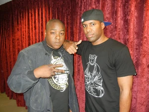 DJ Whoo Kid, on the right, with Jadakiss.