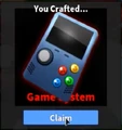 The Game System after it is crafted.