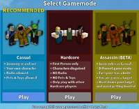 The classic gamemode select screen.