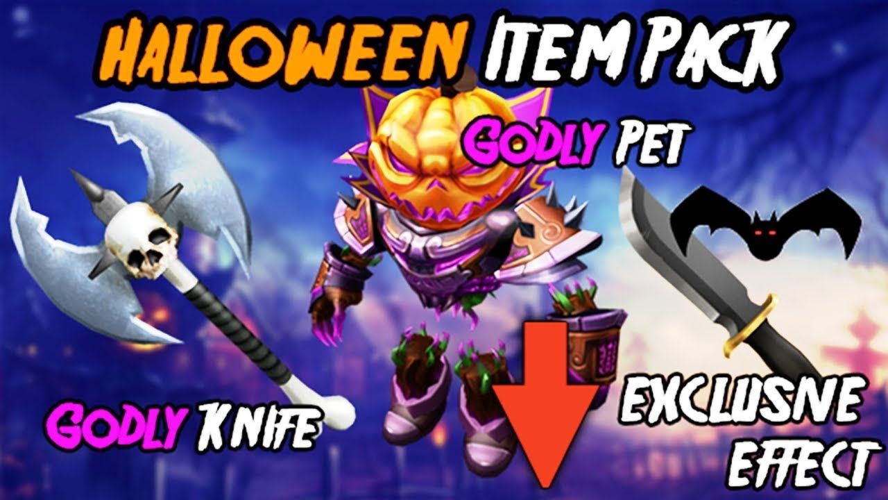 Roblox Murder Mystery 2 MM2 Halloween Item Pack Godly Knife and Guns