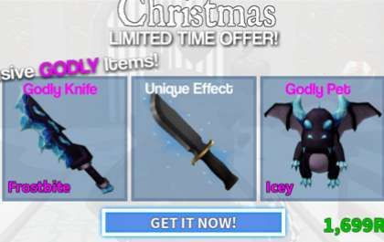 Roblox Murder Mystery 2 MM2 Frostbite Godly Knife and Guns