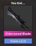 Silver Elderwood Blade appearing as a godly upon claiming.