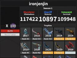 ironjenjin 's personal murder mystery 2 inventory i cannot beleive that i  joined her server : r/MurderMystery2