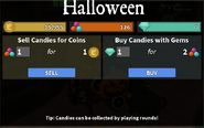 The candy exchange screen.