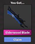 Blue Elderwood Blade appearing as a godly upon claiming.
