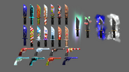 Image showcasing some of the items and effects along with an unused partner gun for Sleigh.