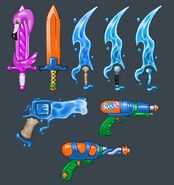 Concept art of the rest of the weapons from IDontHaveAUse’s Twitter.