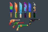 Concept art of some of the weapons from IDontHaveAUse’s Twitter.