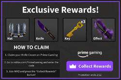 How To Get KNIFE CROWN + FREE KNIFE w/ EFFECT with  PRIME REWARDS!  (Murder Mystery 2) 