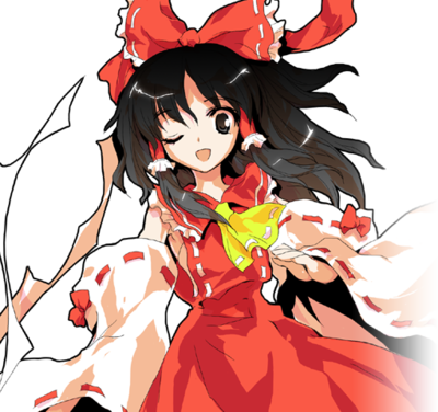 hakurei reimu and benikurage (touhou and 2 more) drawn by psychic_parrot