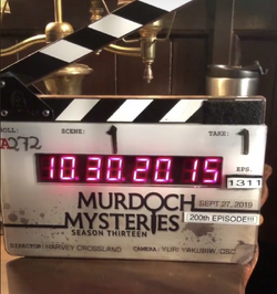 Murdoch Mysteries 200th clapper