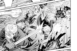 Soldat evading Rudeus' Magic Spells in the Manga