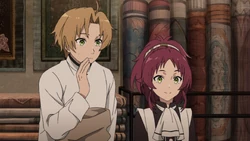 Rudeus shopping with Aisha in the Anime