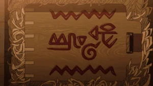 A book for learning Human Tongue to Demon God Tongue (red characters) in the Anime