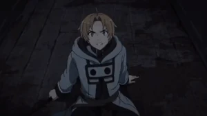 Zanoba withstanding attacks from an automted doll in the Anime