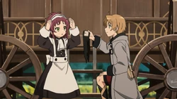 Rudeus giving Aisha his headband in the Anime