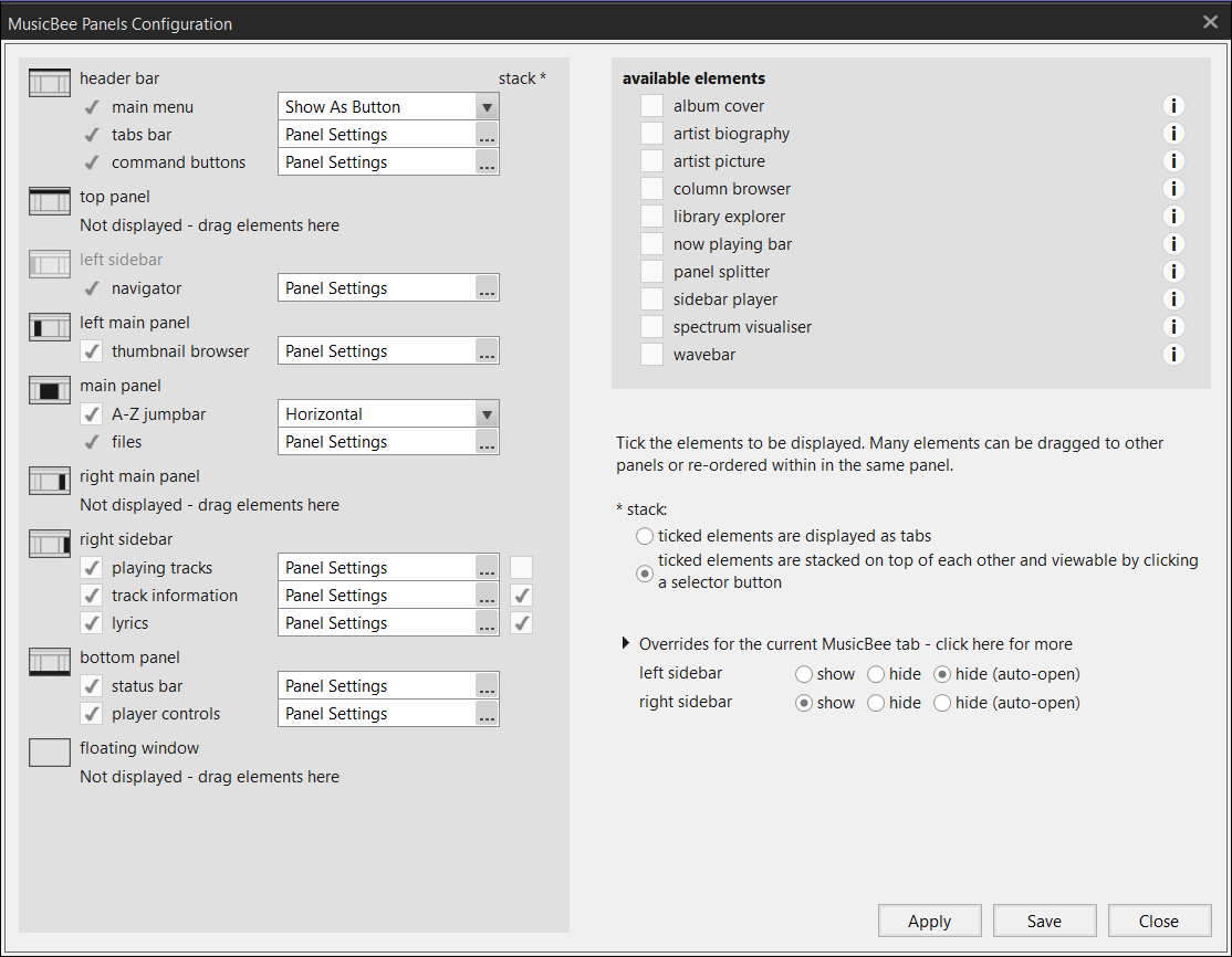 Now Playing Preferences, MusicBee Wiki