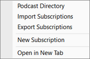 Podcast menu