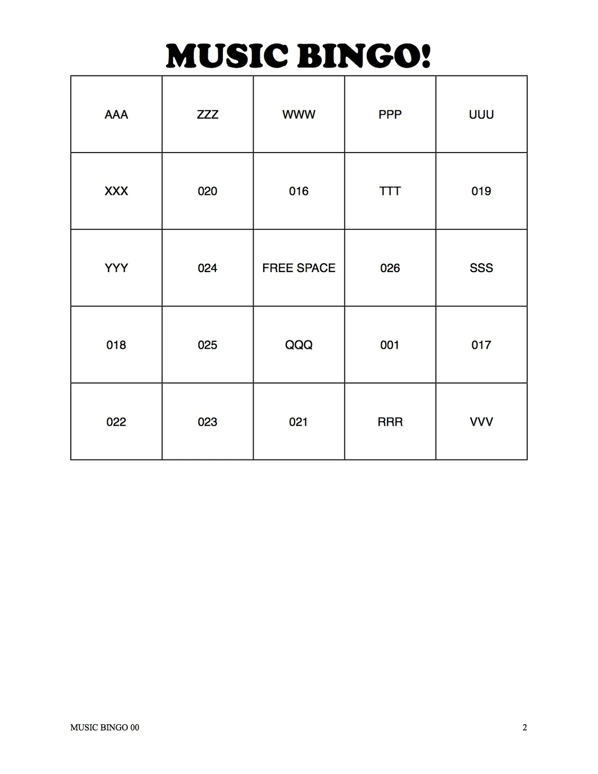 Music Bingo Music Therapy Activities Wiki Fandom