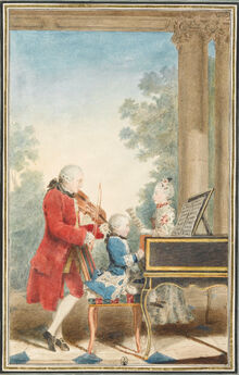 Louis Carrogis dit Carmontelle - Portrait de Wolfgang Amadeus Mozart (Salzbourg, 1756-Vienne, 1791) jouant à Paris avec son père Jean..