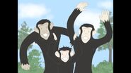 The chimps celebrate