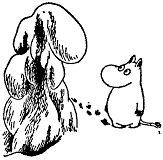 Talvimuumi.gif (4 KiB) Muumipeikko katsomassa lumenpeitossa olevaa kuusta Taikatalvi-kirjasta.